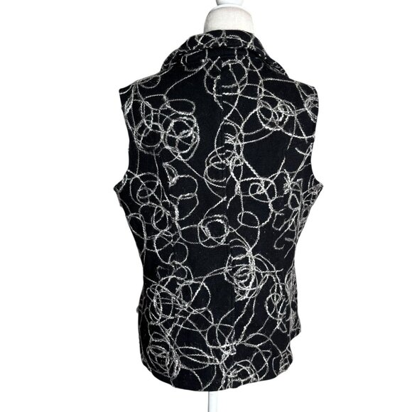 Tumbleweed Sleeveless Vest Jacket XL Black Wool Abstract White Swirl Snaps - Picture 4 of 8